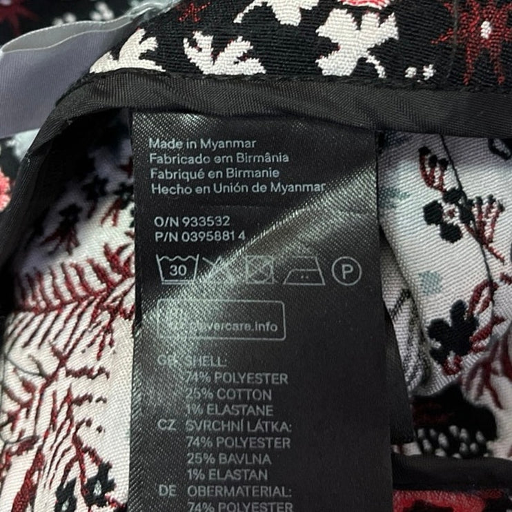 H&M Women's Black Multicolor Floral High Waisted Pencil Mini Skirt Size 12