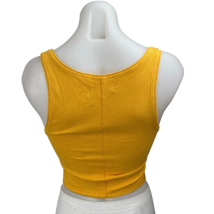 Urban Outfitters Yellow Mustard Sleeveless Ribbed Knit Square Tank Crop Top L