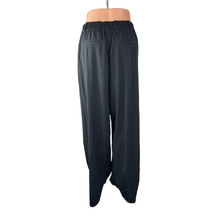 Gap Fit Women's Black Pleated High Rise Palazzo Wide Leg Trousers Dress Pants MT