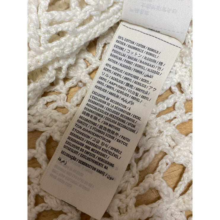 Abercrombie & Fitch Women's Cream Crochet Knit Short Sleeve Crop Sweater Top S