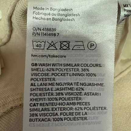 H&M Women's Beige High Waisted Loose Fit Straight Trouser Dress Pants Size 4