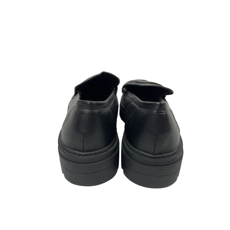 Truffle Collection Womens Black Leather Slip On Platform Penny Loafer Shoes 10.5