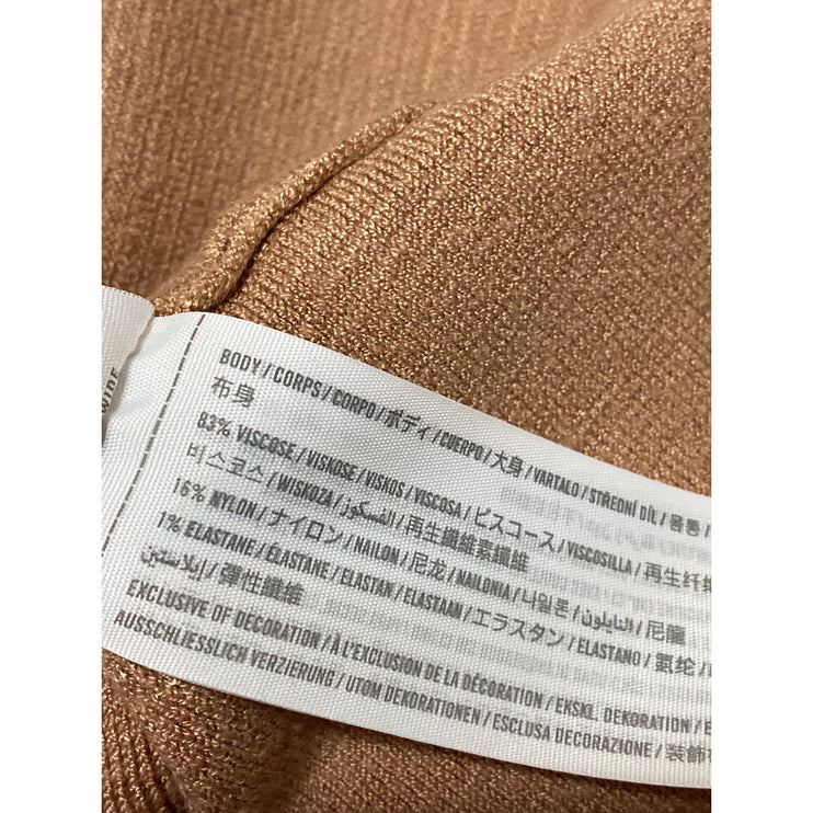 Abercrombie & Fitch Women's Rib Knit Brown Square Neck Short Sleeve Crop Top XS