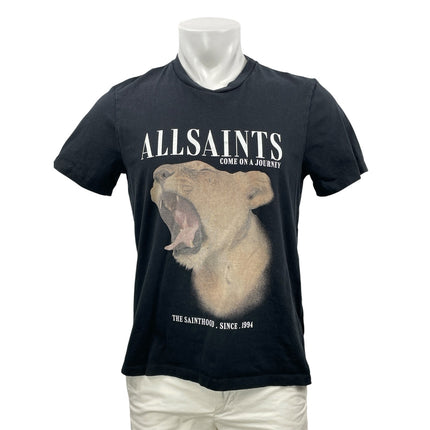 ALLSAINTS Men's Black Short Sleeves Crew Neck Graphic Basic Tee T-shirt Top Sz S