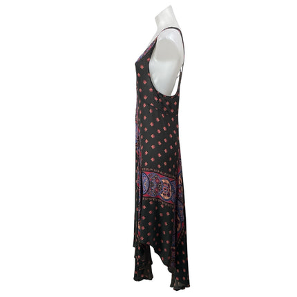 Free People Faithfully Yours Multicolor Paisley Sleeveless Midi Hi Low Dress S