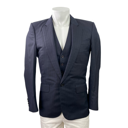 NEW Cad & The Dandy Men's Black Pinstriped Blazer Vest Pants 3 Piece Suit Set M