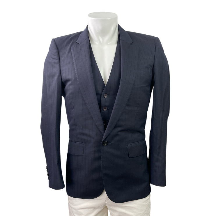 NEW Cad & The Dandy Men's Black Pinstriped Blazer Vest Pants 3 Piece Suit Set M