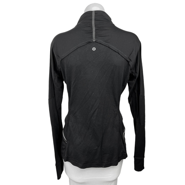 Lululemon Black Half Zip Pockets Long Sleeve Athletic Pullover Jacket Size 10