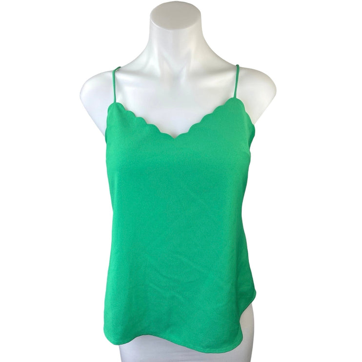 J.Crew Green V Neck Scalloped Pullover Cozy Sleeveless Camisole Tank Top Size 0