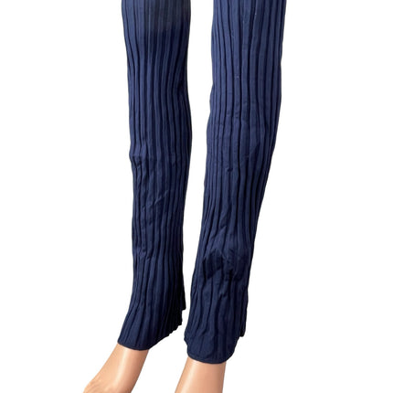 MNG Mango Blue Ribbed High Rise Skinny Yoga Athletic Activewear Leggings Pants S