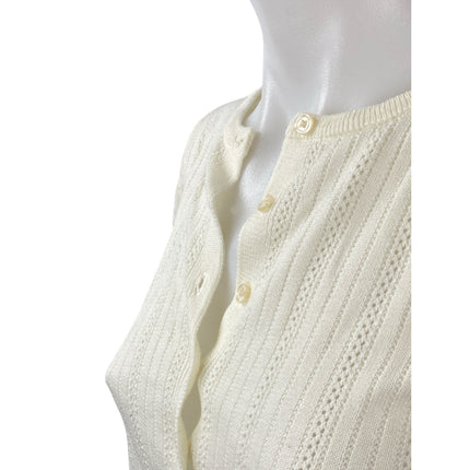 WAYF Women's Cream Wool Ribbed Button Down Shirt Blouse Cardigan Sweater Top S