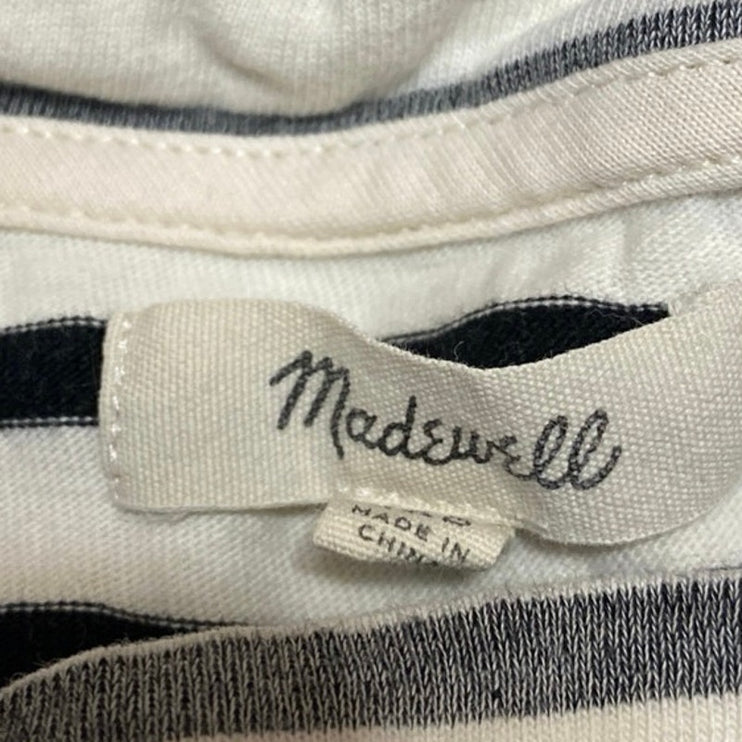 Madewell White Striped Crewneck Short Sleeve Casual Mini T-shirt Dress Size XXS