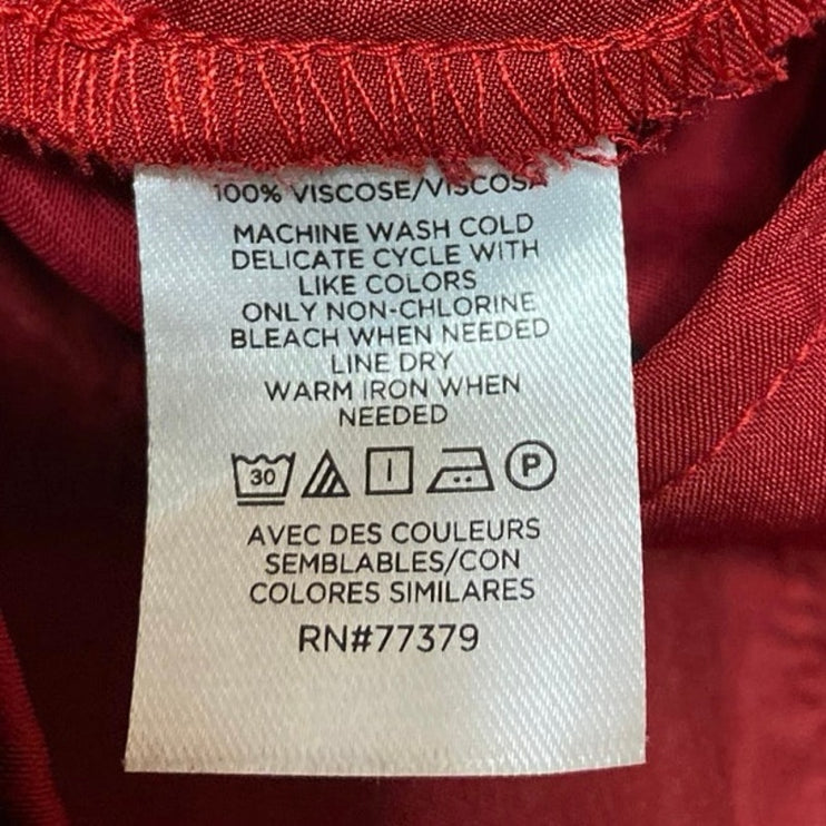 NEW Ann Taylor Red Silk Satin Pleated High Rise Wide Leg Trousers Pants Size 2P