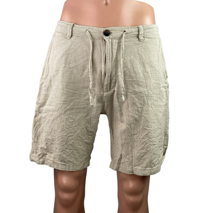 Selected Men's Beige Linen Drawstring Chino Khaki Bermuda Golf Shorts Size M