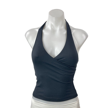CSB Form Women's Black Sleeveless Crossover Wrap Halter V-Neck Tank Top Size XS