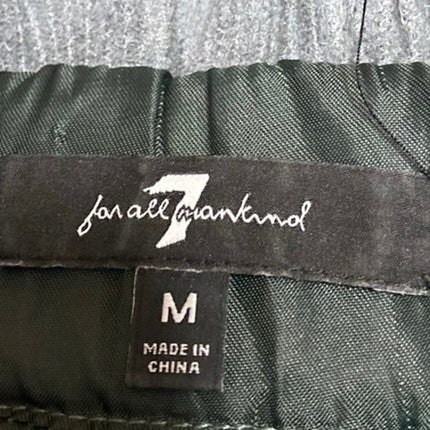 7 For All Mankind Green Faux Leather Elastic Waist Mini A-Line Flared Skirt Sz M