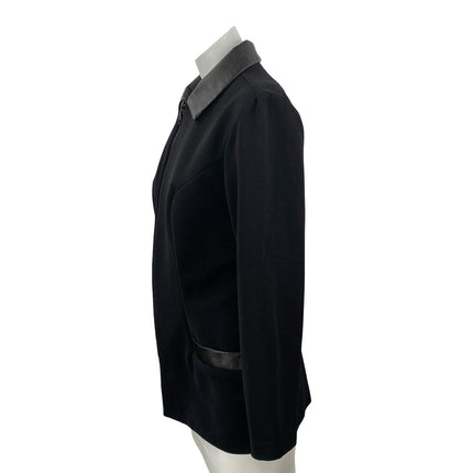 Lindsey Scott Women's Black Full Zip Faux Leather Collared Coat Jacket Size 8