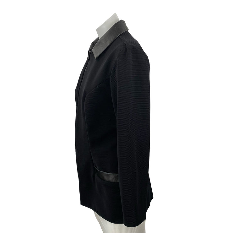 Lindsey Scott Women's Black Full Zip Faux Leather Collared Coat Jacket Size 8