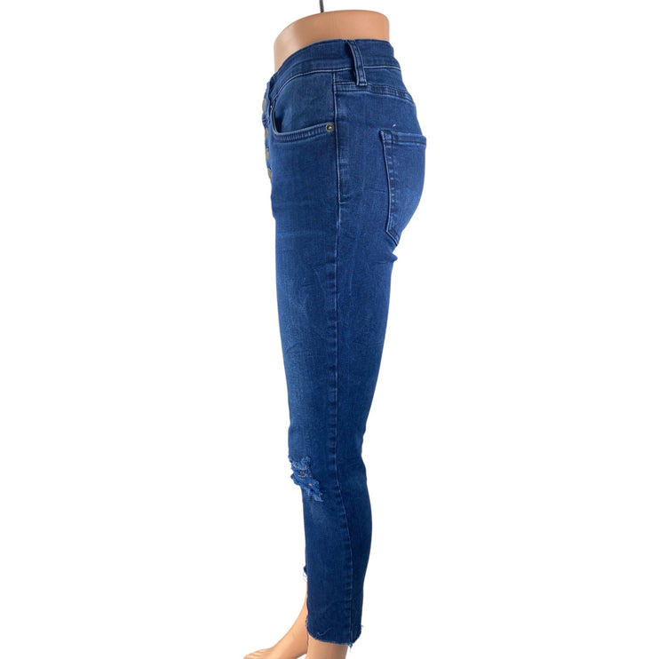 Free People Reagan Destroyed Distressed High Rise Skinny Denim Jeans Pants Sz 28