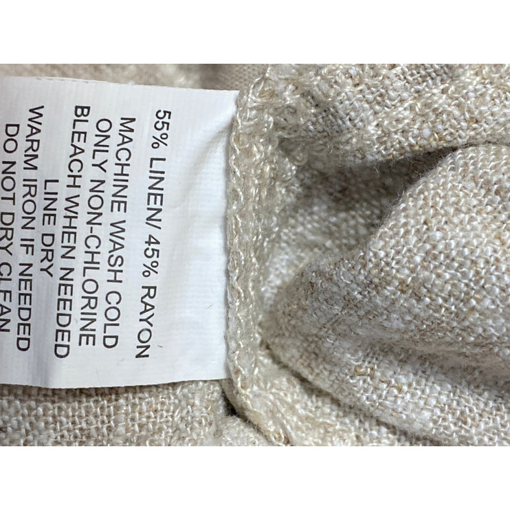 Briggs Beige Linen Elastic Waist Pockets High Rise Wide Leg Trousers Pants Sz XL
