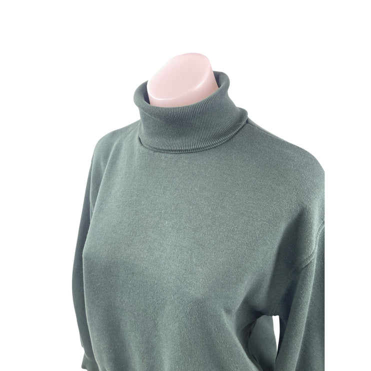 Zara Women's Green Long Sleeve Turtleneck Fleece Sweater Sweatshirt Top Size S