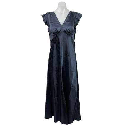 \\+NEW The Occasion by Old Navy Blue Satin Flutter Sleeve V Neck Polka Dot Dress L