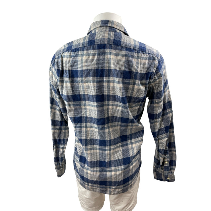 J.Crew Men's Blue Plaid Flannel Slim Fit Long Sleeve Button Down Shirt Top Sz M