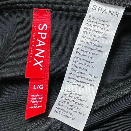 SPANX by Sara Blakely Black High Rise Faux Leather Glossy Leggings Pants Sz L/G
