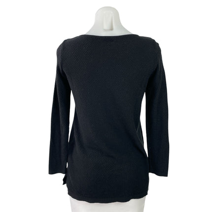 J. Jill Women's Black Long Sleeve Boat Neck Slit Knit Sweater Top Size XSP