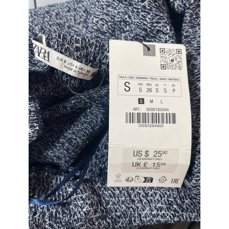 NEW Zara Women's Blue One Shoulder Ruched Sleeveless Knit Blouse Tank Top Size S