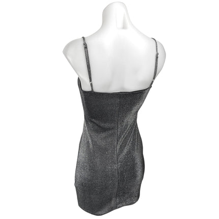 Honey Punch Silver Metallic Sleeveless Cami Camisole Tank Mini Slip Dress Sz S