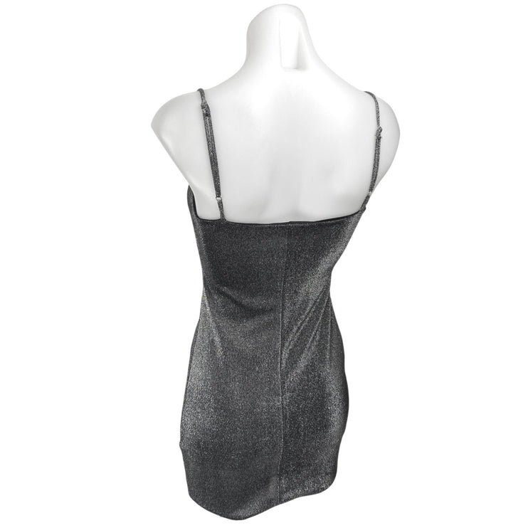 Honey Punch Silver Metallic Sleeveless Cami Camisole Tank Mini Slip Dress Sz S