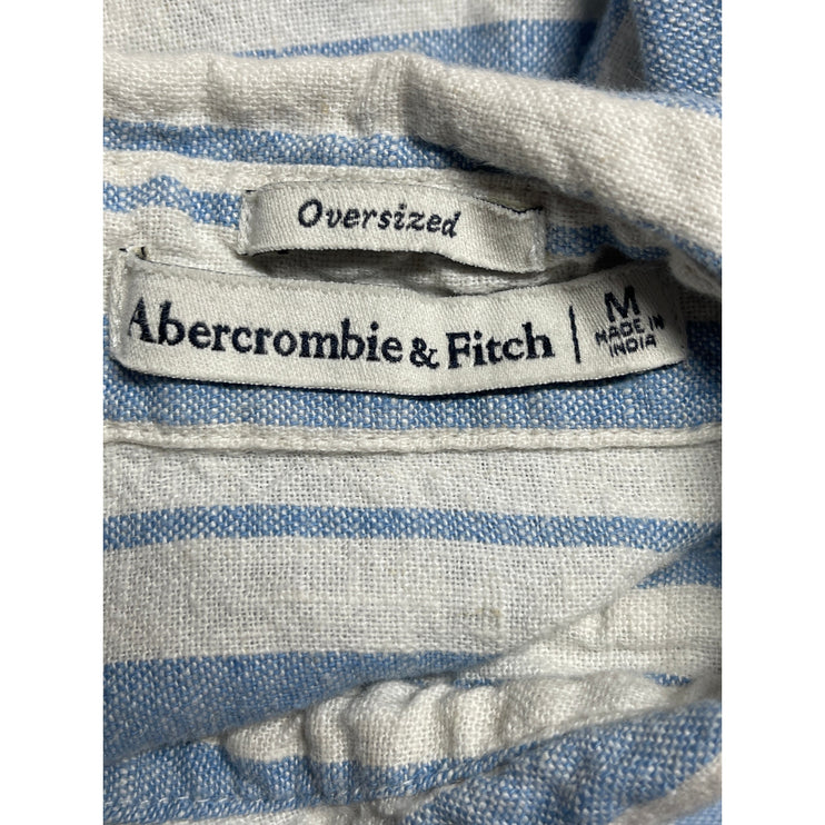 Abercrombie & Fitch Blue Striped Linen Long Sleeve Button Down Shirt Top Size M
