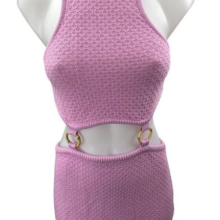 Lovers and Friends Francesca Pink Knit Racerback Cutout Mini Bodycon Dress Sz S