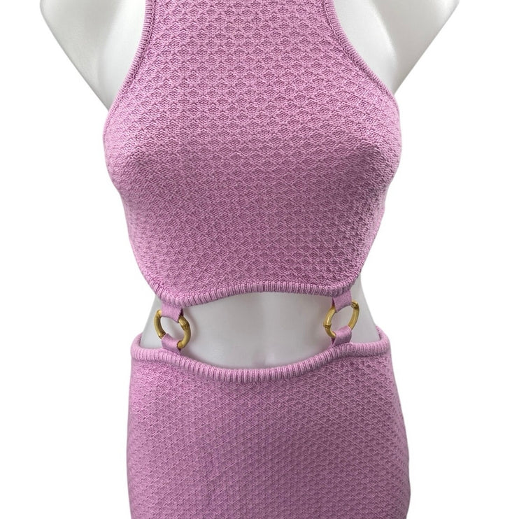 Lovers and Friends Francesca Pink Knit Racerback Cutout Mini Bodycon Dress Sz S