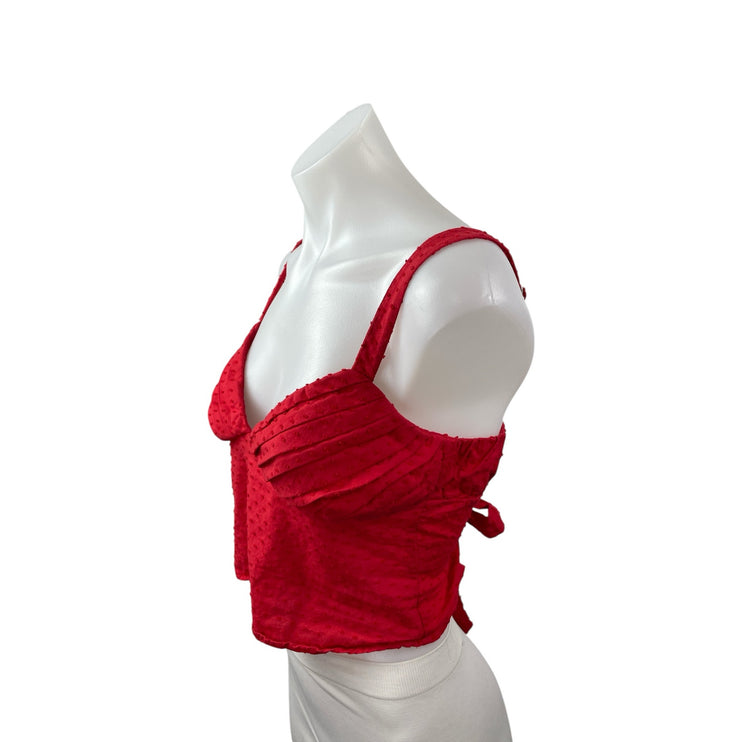 Princess Polly Prevost Ruched Clip Dot V Neck Sleeveless Crop Cami Tank Top Sz 0
