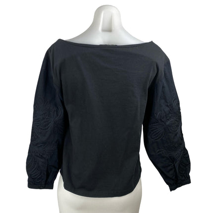 Banana Republic Women's Black Bateau Neck Long Balloon Sleeve Blouse Top Size S
