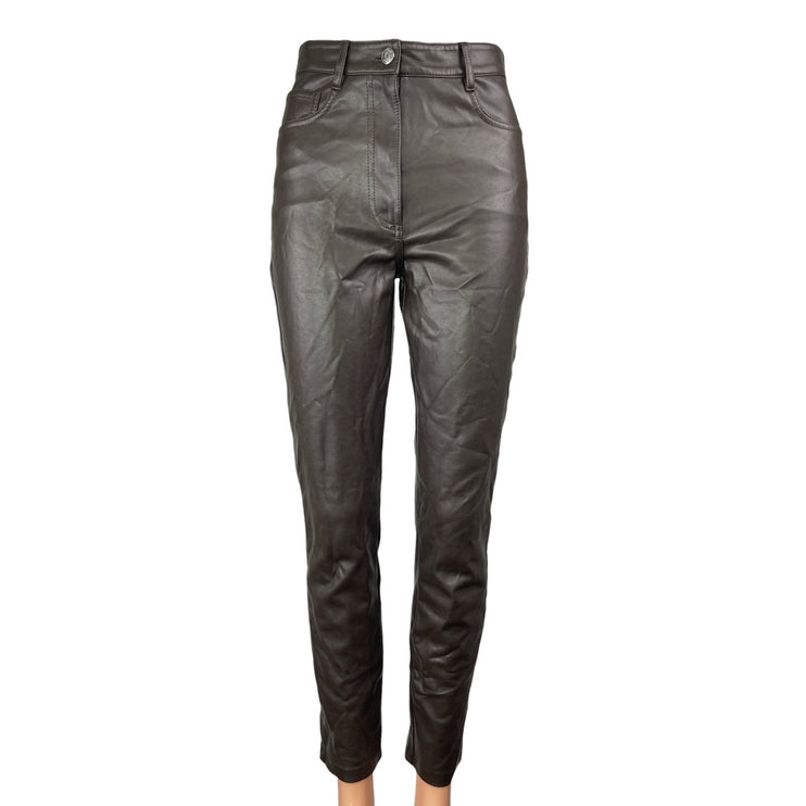 Aritzia Wilfred The Melina Black Faux Leather High Rise Skinny Trouser Pants 4