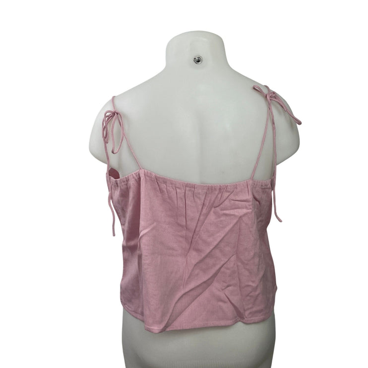 Abercrombie & Fitch Womens Pink Sleeveless Cami Camisole Tie Strap Tank Top XL
