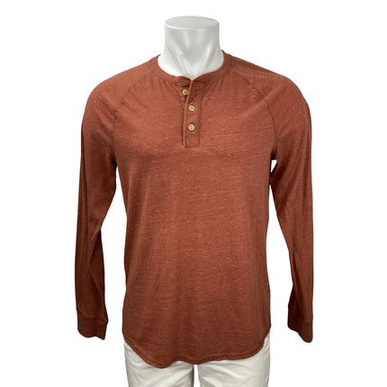Goodfellow & Co Men's Orange Long Sleeve Casual Henley Basic Tee T-Shirt Top M