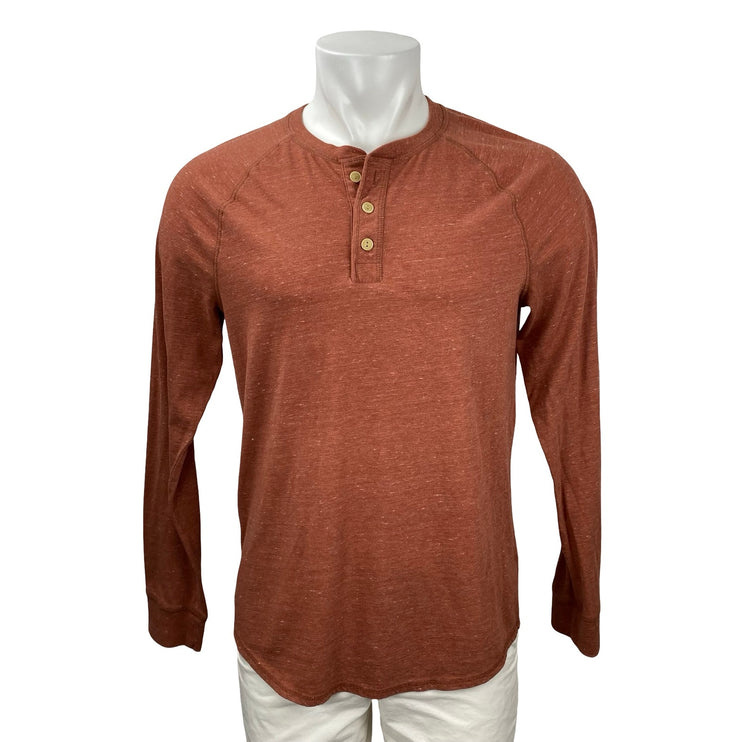 Goodfellow & Co Men's Orange Long Sleeve Casual Henley Basic Tee T-Shirt Top M