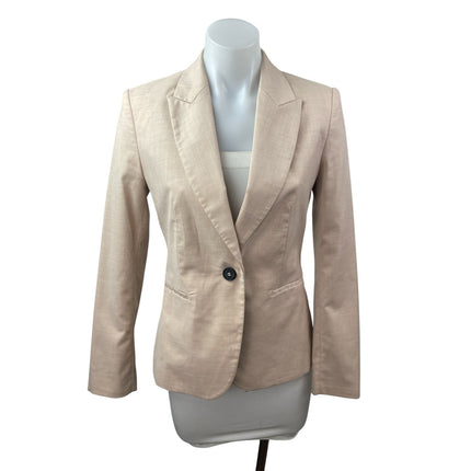 Zara Women's Beige Notch Collar Long Sleeve Single Breasted Blazer Coat Jacket 2