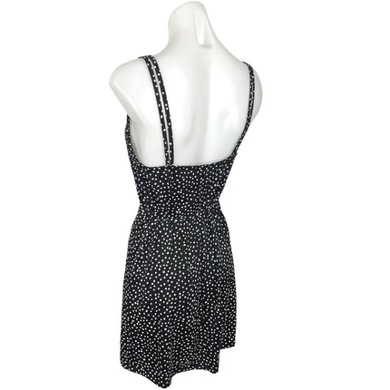 Zara Black White Polka Dots Scoop Neck Sleeveless Mini Blouson Dress Size S