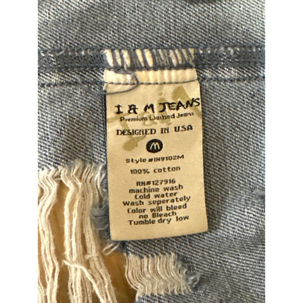 I & M Jeans Women's Blue Distressed Button Down Long Sleeve Denim Jean Jacket M