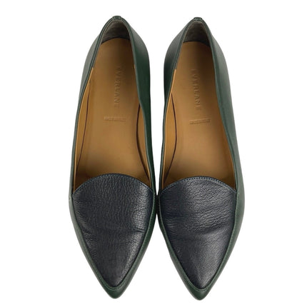 Everlane The Modern Green Leather Slip On Pointed Toe Flats Loafers Shoes Sz 8.5