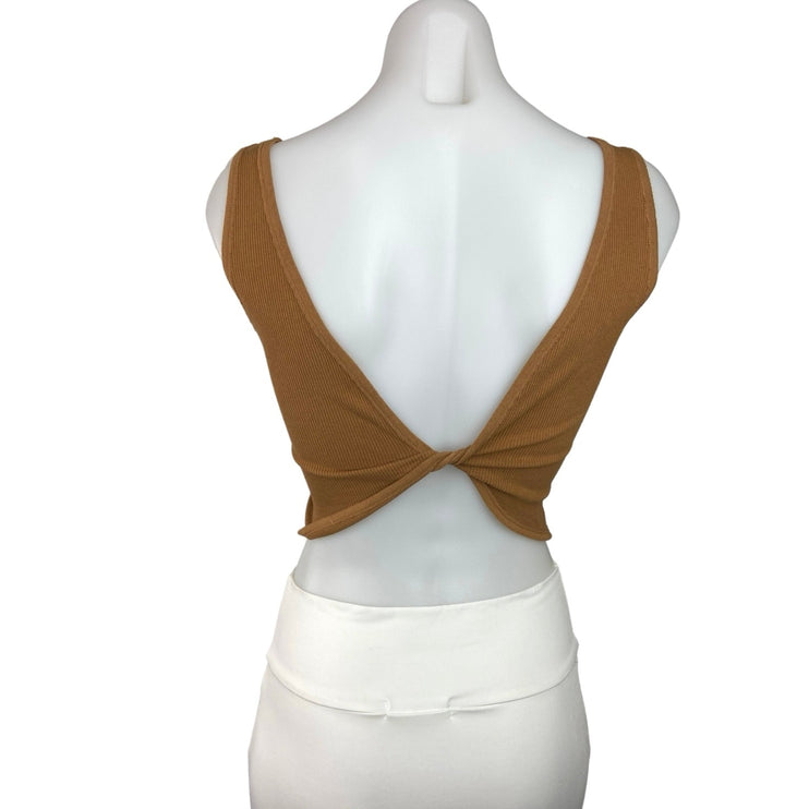 Urban Outfitters Out From Under Brown Rib Knit Twist Open Back Crop Tank Top M/L