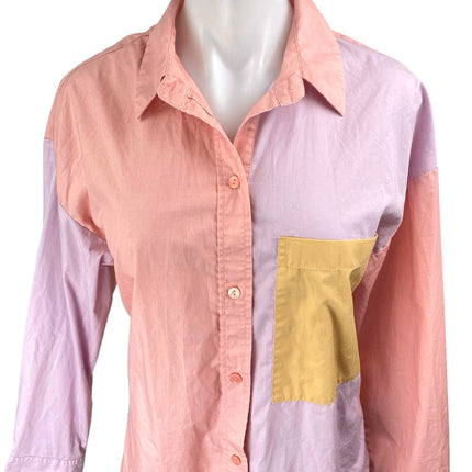 Abercrombie & Fitch Multicolor Colorblock Long Sleeve Button Down Shirt Top Sz S