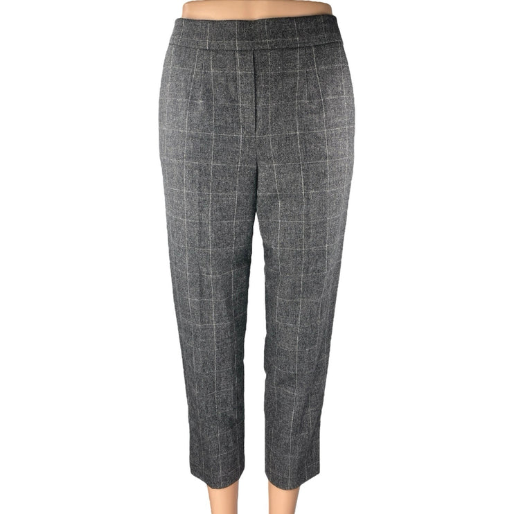 Aritzia Babaton Atelier Gray Wool Plaid High Rise Tapered Trousers Pants Size 2