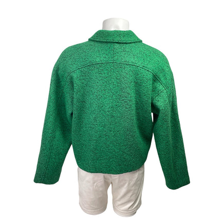 Fashion Nova Hallron Mens Green Textured Zip Up Long Sleeve Cropped Jacket Sz L