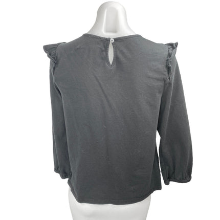 J.Crew Women's Black Smocked Ruffle Frill Long Sleeve Cotton Blouse Top Size S